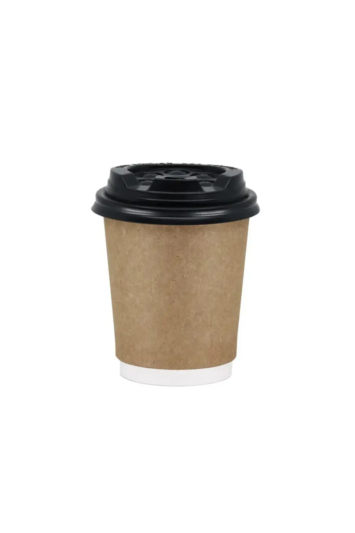 Double Wall Kraft Karton Bardak ve Siyah Kapak Seti 14oz 25'li