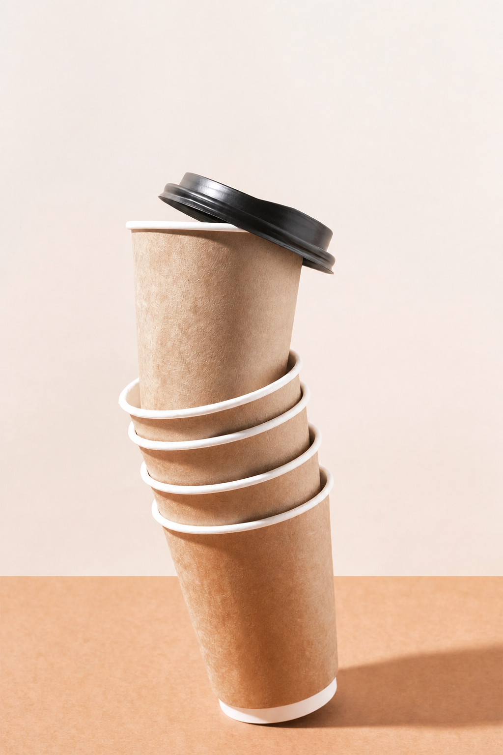 14 Oz 100 Adet Kraft Karton Kapaklı Sıcak İçecek Bardağı (Kahve) Çift Duvarlı Double Wall (DW)