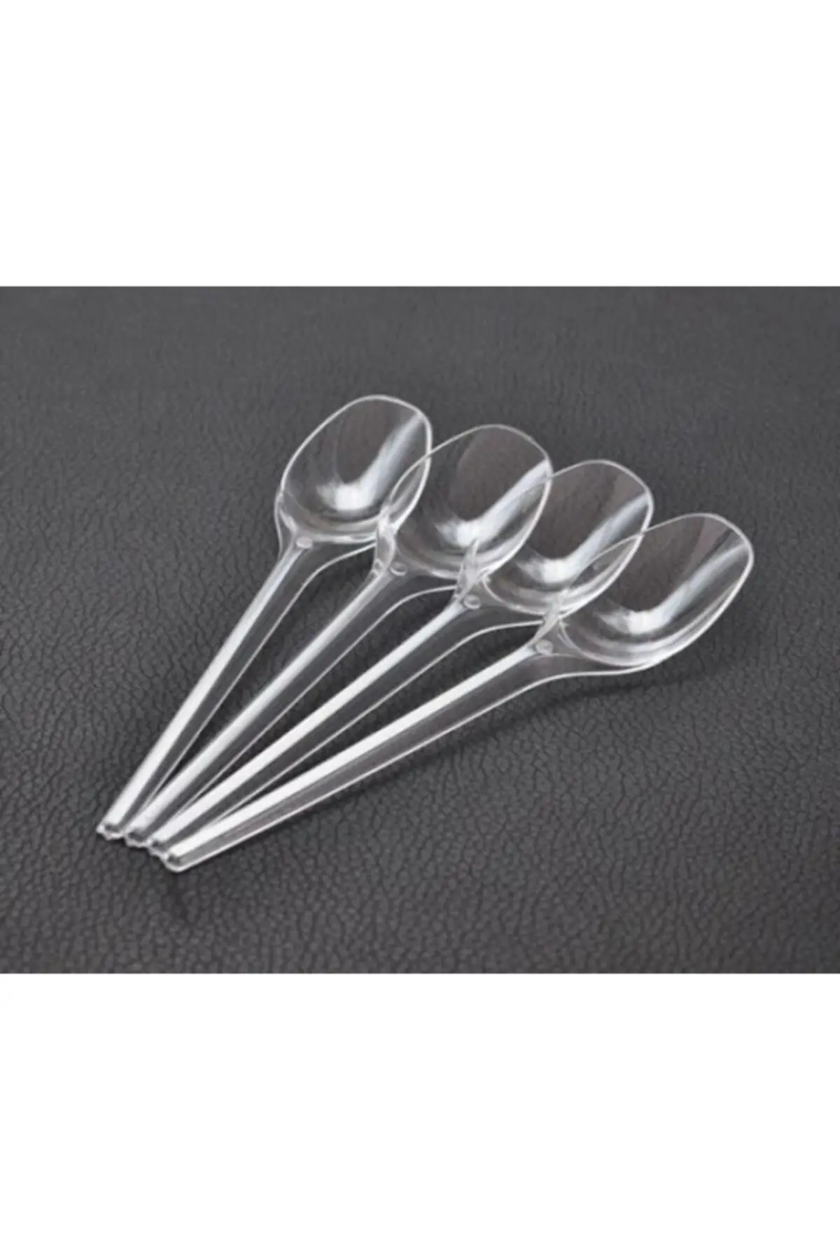 Sup Kaşık Tatlı & Dondurma & Parti & Kutlama Sup Şeffaf Plastik Kaşık 100'lü Paket — Çatal & Bıçak & Kaşık