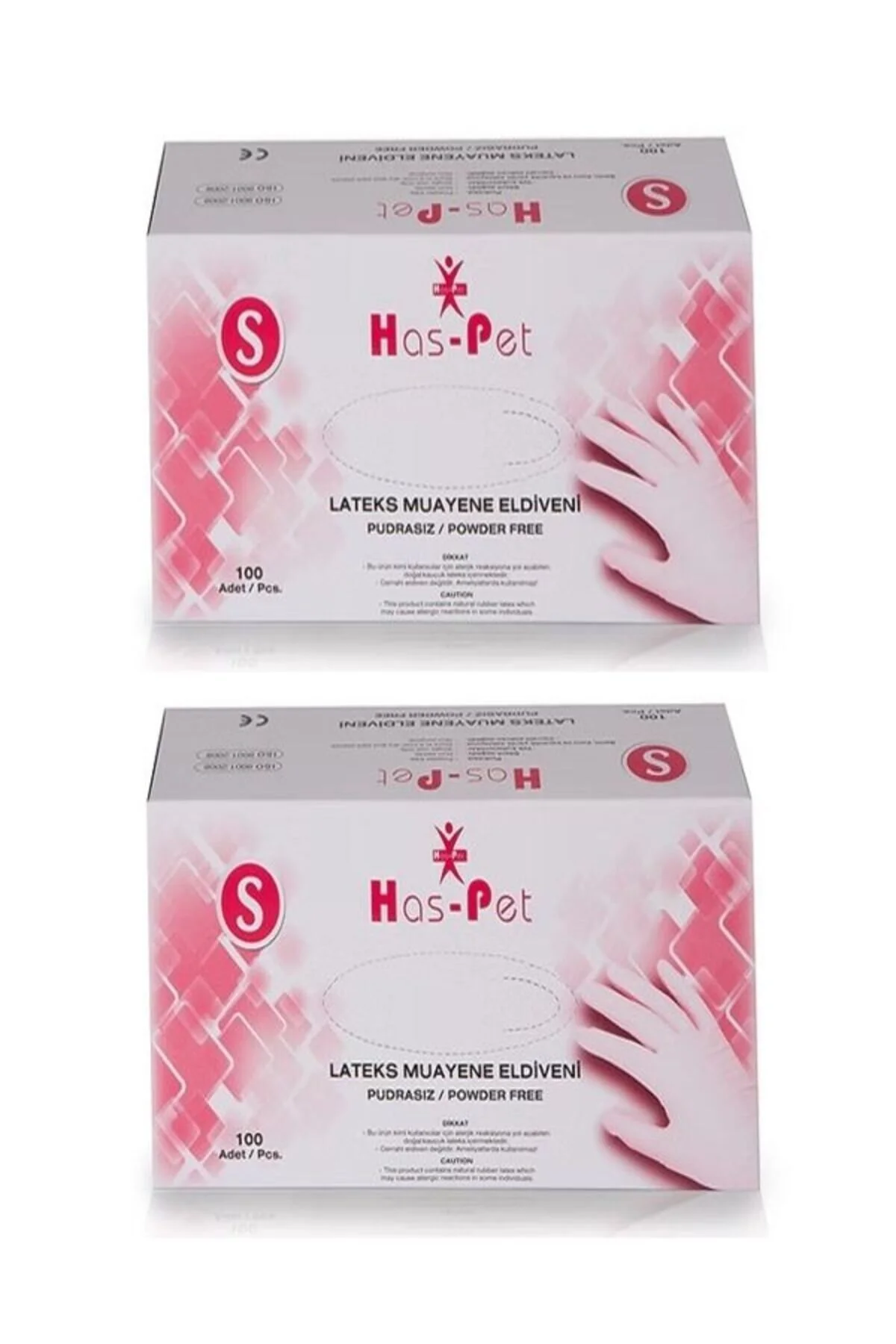 Has-Pet Pudrasız Lateks Muayene Eldiveni S Beden - 2 Paket (2 × 100 Adet) — Has-Pet — Temizlik Eldiveni