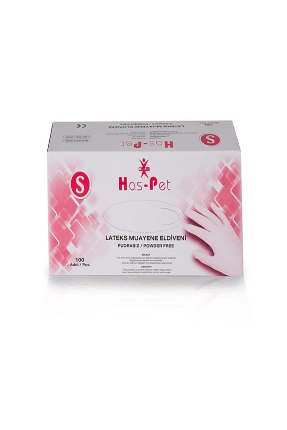 Has-Pet Pudrasız Lateks Muayene Eldiveni S Beden - 2 Paket (2 × 100 Adet) — Has-Pet — Temizlik Eldiveni (3)