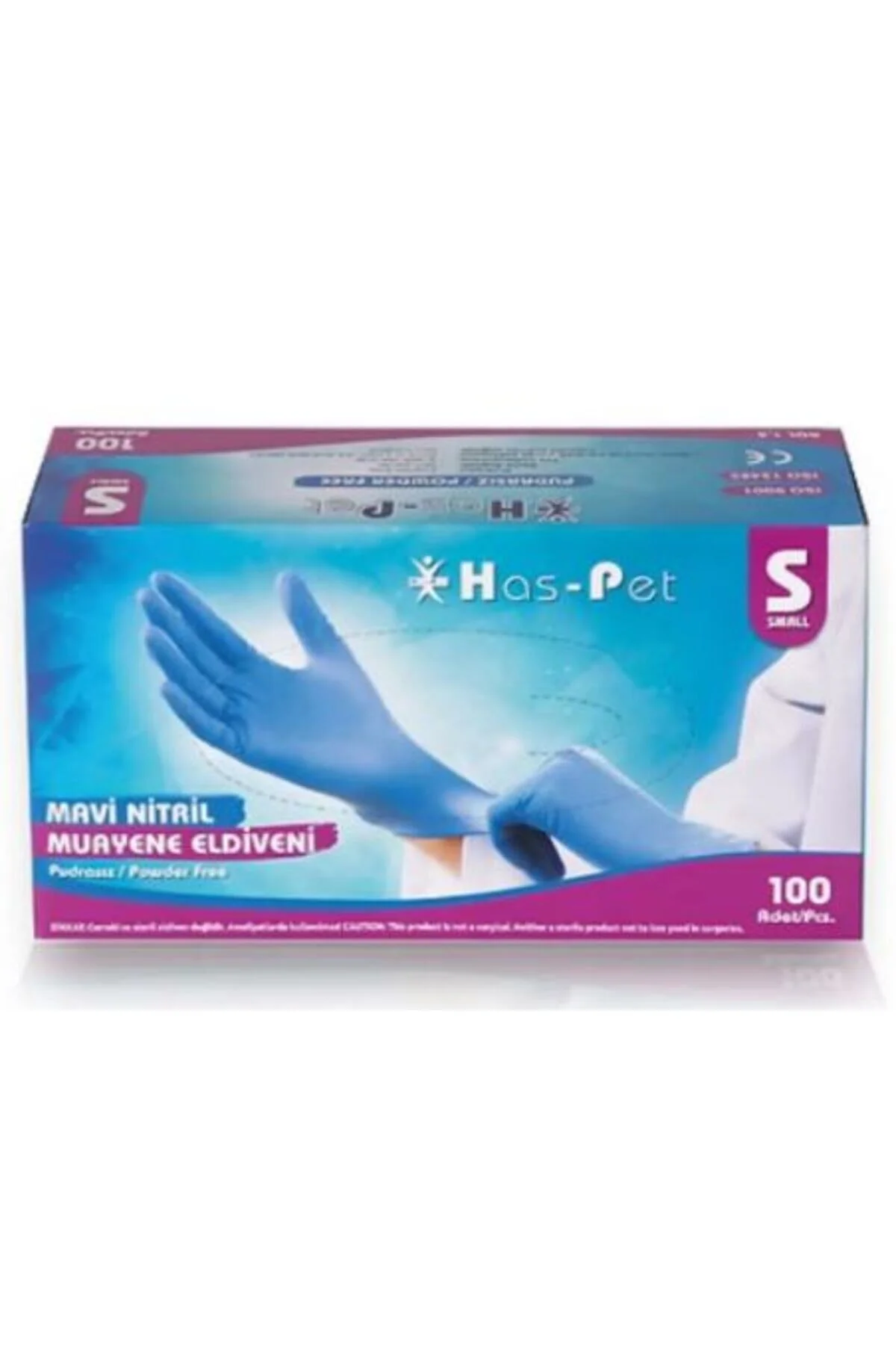 Nitril Mavi Pudrasız Eldiven Small 100'lü x 1 Paket