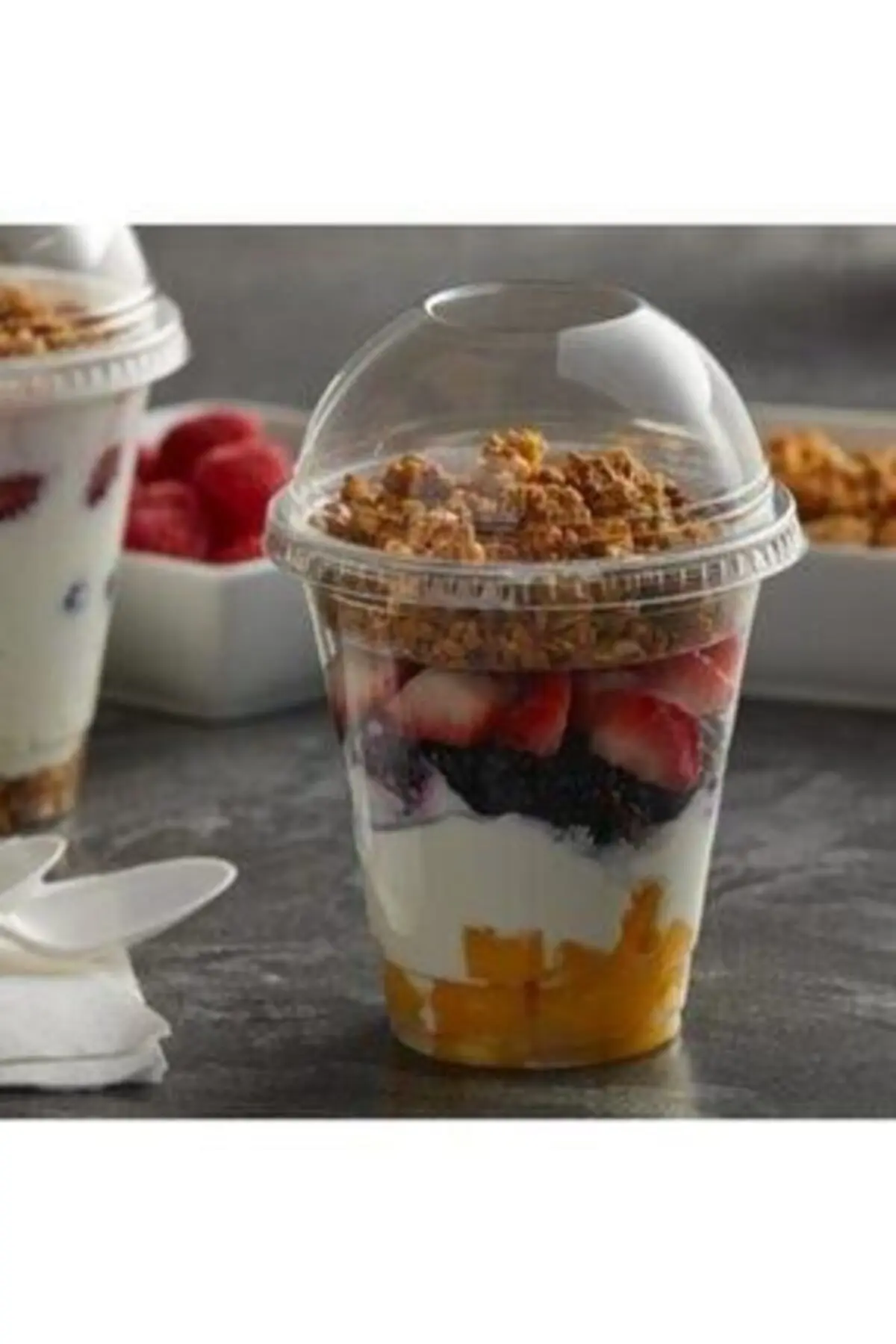 Kapaklı Pet Plastik Limonata Milkshake Bardağı 50 Adet 400cc Bardak
