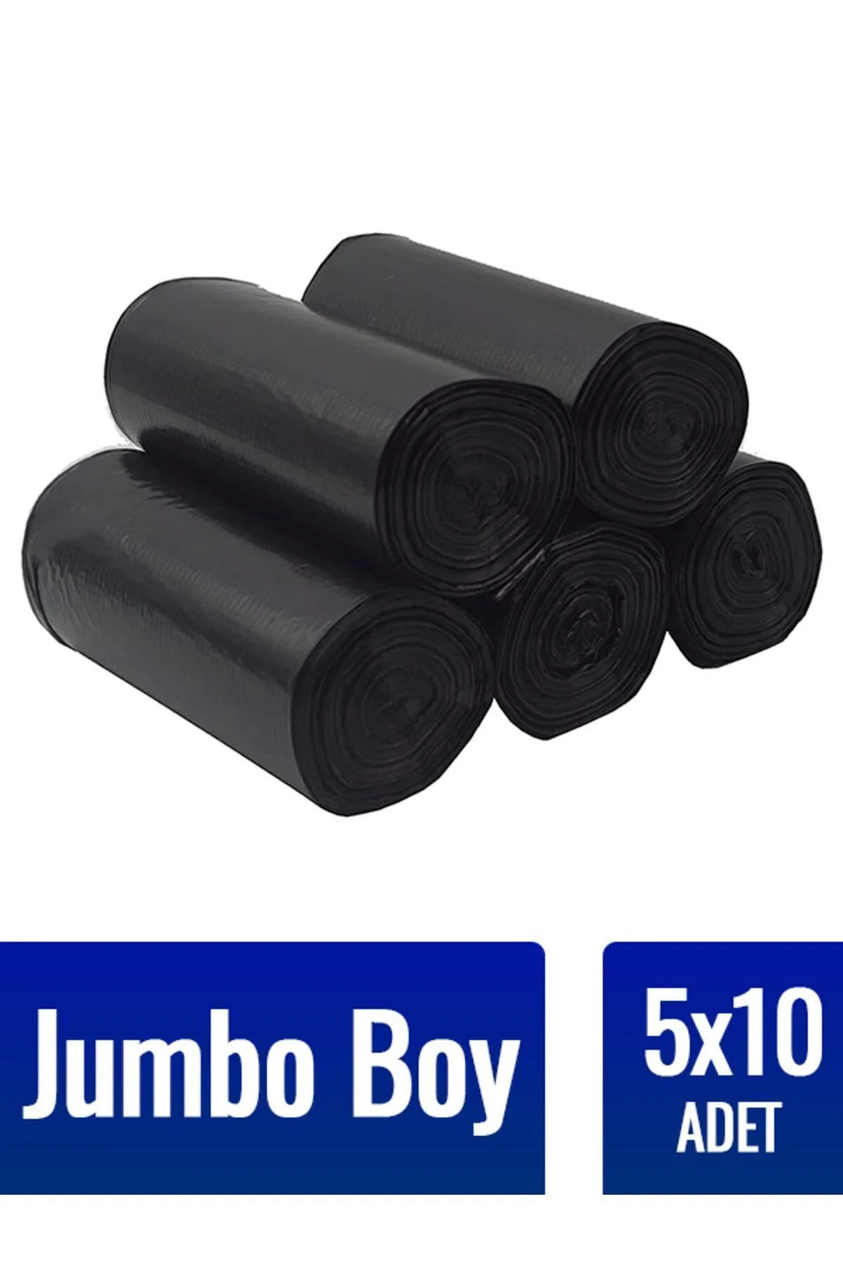 Çöp Torbası Jumbo Boy 350 gr 10’lu 5 Rulo Kalın 80x110 Çöp Poşeti — Çöp Torbası