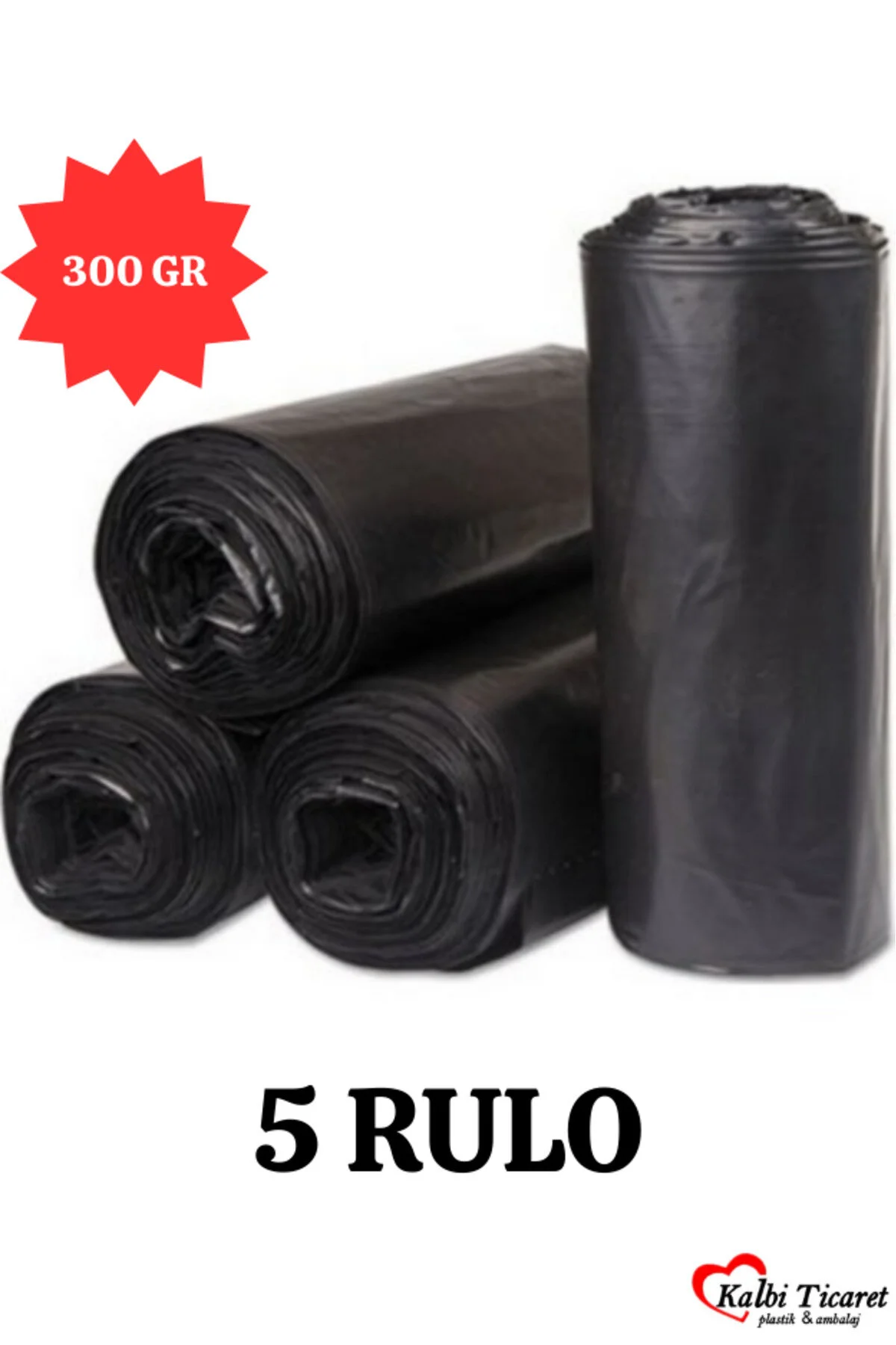 Kalın Çöp Torbası 300 gr X 5 Rulo Siyah Çöp Poşeti 80x110 Cm Jumbo Endüstriyel — Çöp Torbası (2)