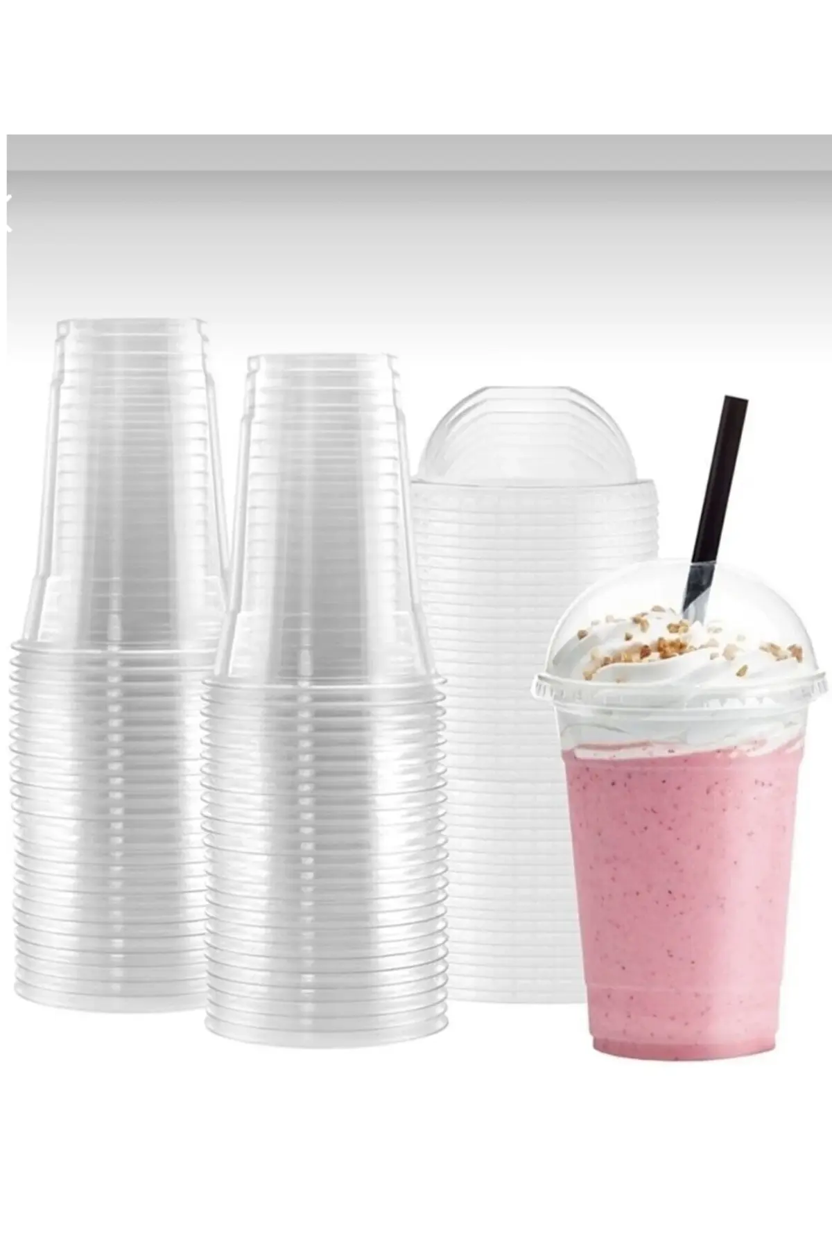 Pi̇pet Hari̇ç 400 cc Plastik Pet Limonata Milshake Bardağı 50 Adet Bardak Kapaklı