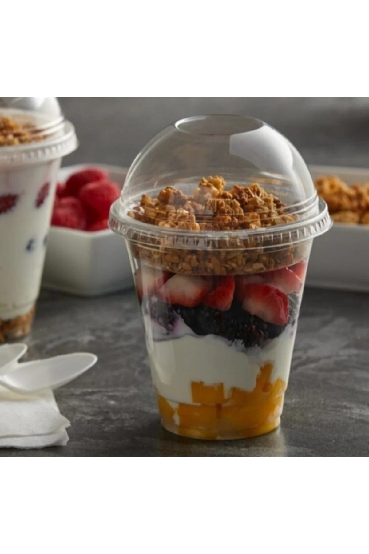 Plastik Şeffaf Bardak Kapaklı 300ml Milkshake Kahve Limonata Bardağı 10 Adet