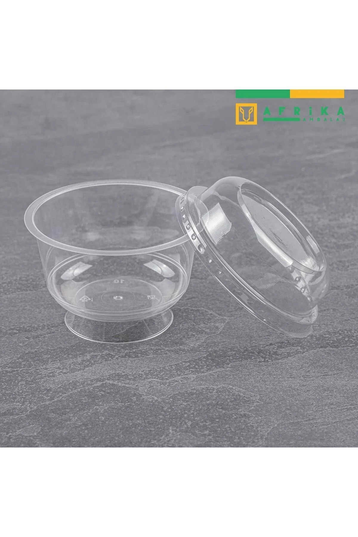 Plastik Kristal Tatlı Kabı Ayaklı 180cc - Kapaklı 25 Adet Kullan At — Diğer Parti Malzemeleri (2)