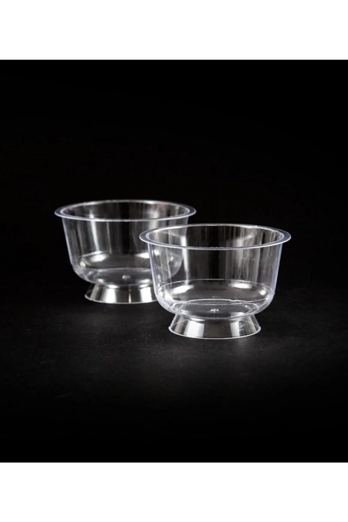 Plastik Kristal Tatlı Kabı Ayaklı 180cc 25 Adet Kullan At Kapaksız Kap — Saklama Kabı