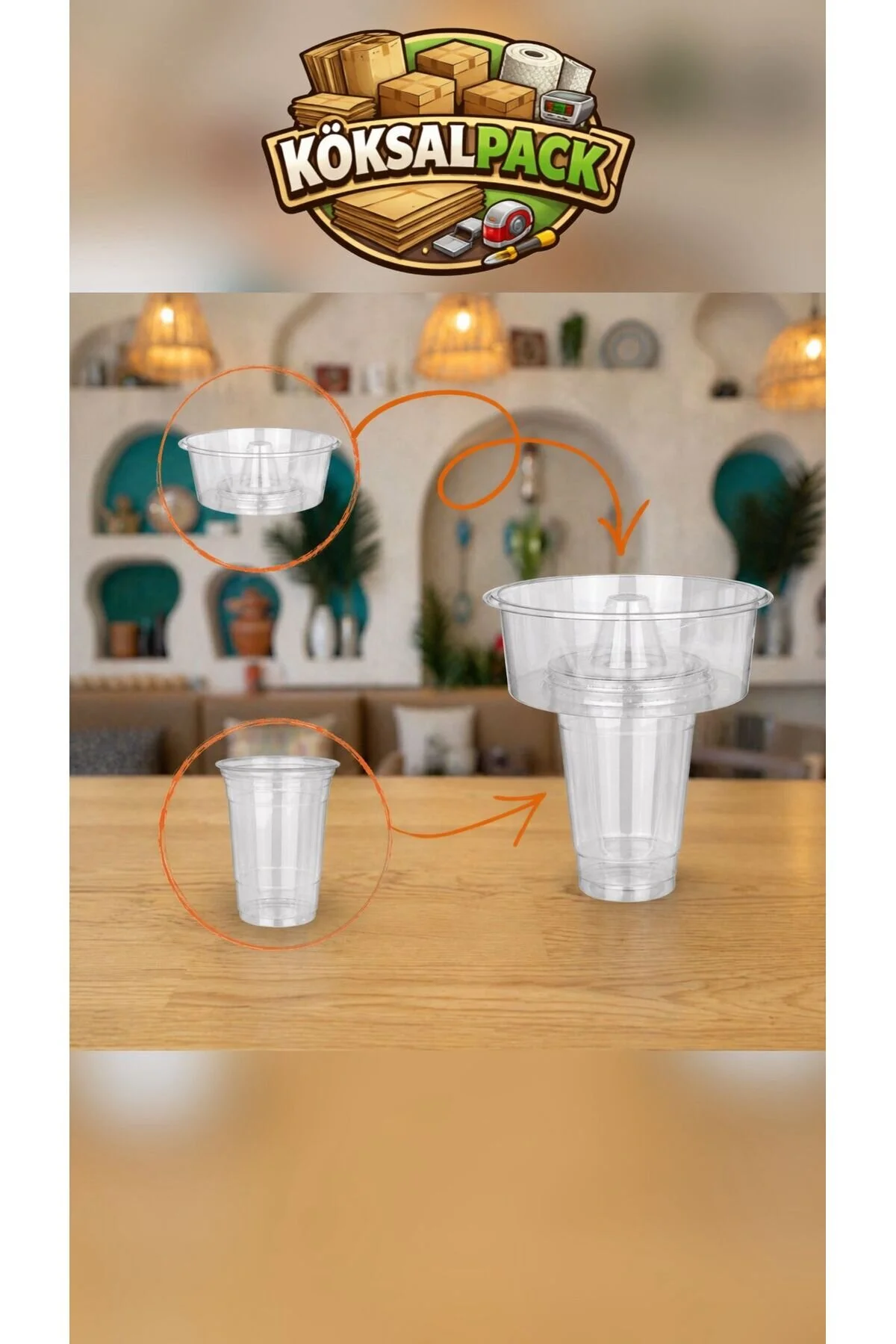 5’li Set (5 Kapak + 400 cc 5 Bardak + 5 Pipet) Pratik Sunum Seti | Çift Katlı Tatlı & İçecek Sunum Aparatı | Waffle, Smoothie, Meyve Sunum Bardağı — Plastik Bardak (2)