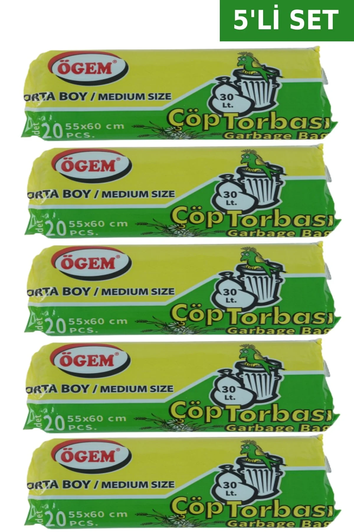 Çöp Poşeti Orta Boy 55 X 60 Cm 20'li 5 Li Set — Çöp Torbası