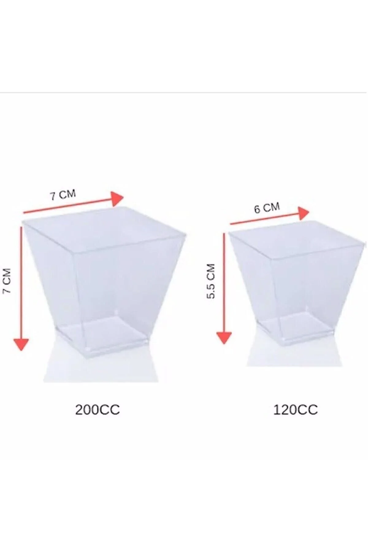 PVC Prizma Mini Mika Plastik Kare Sunum Kasesi 200 cc - 8 Adet — Dekoratif Tabak & Kase (3)