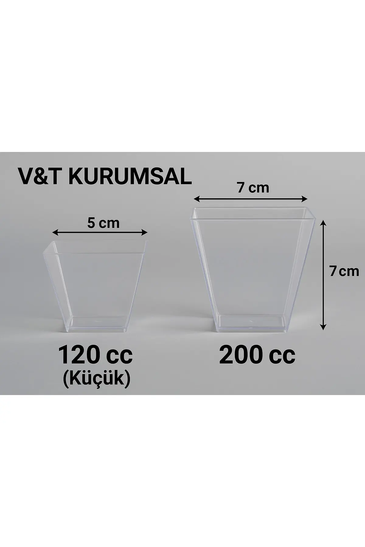 PVC Prizma Mini Mika Plastik Kare Sunum Kasesi 200 cc - 8 Adet — Dekoratif Tabak & Kase (5)