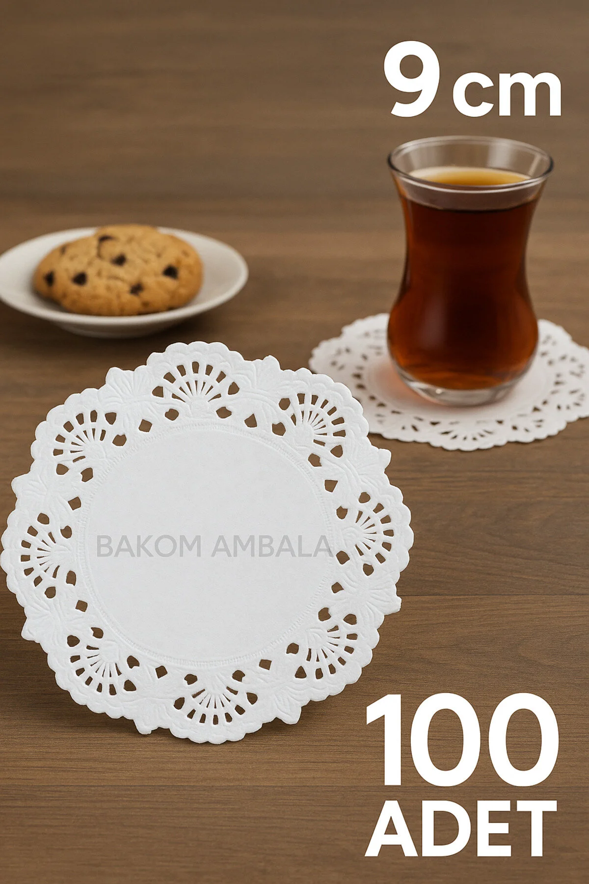 9 Cm Kağıt Dantel Çay Bardağı - Tabak - Bardak Altlığı Sunum Kağıdı (Dole) 100 Adet — Kağıt Peçete