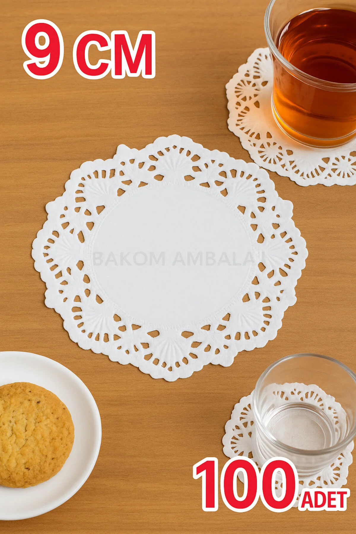 9 Cm Kağıt Dantel Çay Bardağı - Tabak - Bardak Altlığı Sunum Kağıdı (Dole) 100 Adet — Kağıt Peçete (2)