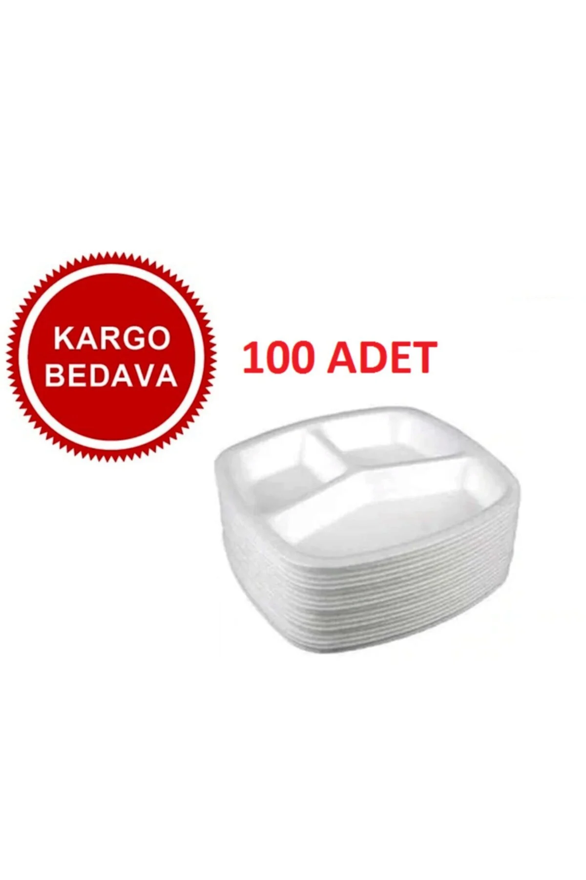 3 Gözlü Köpük Tabak Kaşık Çatal Karton Bardak Eko Düğün Mevlüt Set 100 Adet Set — Kase (10)