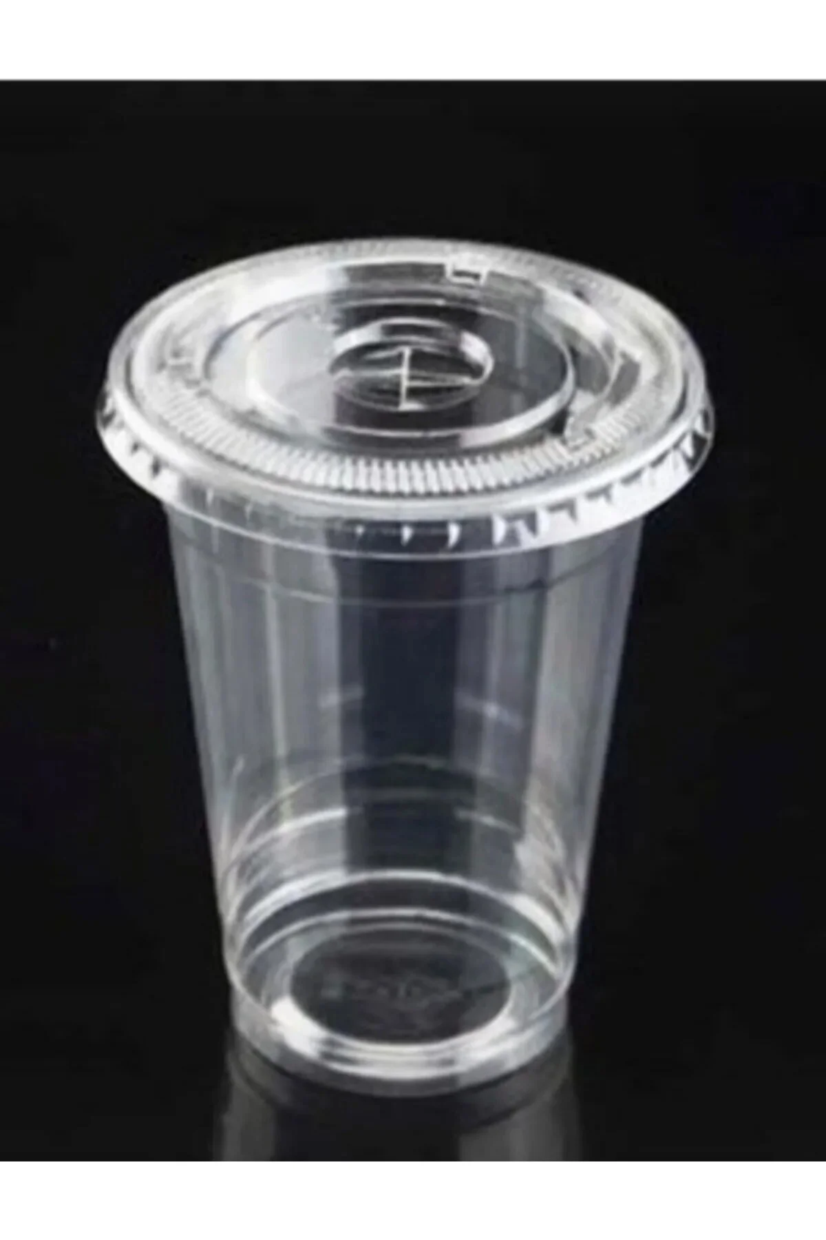 350 Cc Plastik Pet Limonata Milkshake Bardağı Kapakli Düz X Kapak 100 Lü