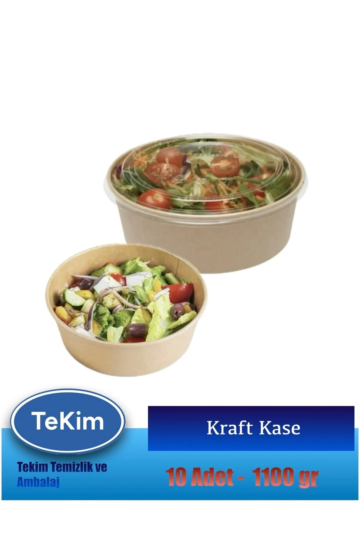 1100 cc Kraft Karton Kapaklı Kase Salata, Bowl, Makarna Kasesi 10 Adet — Kase (2)