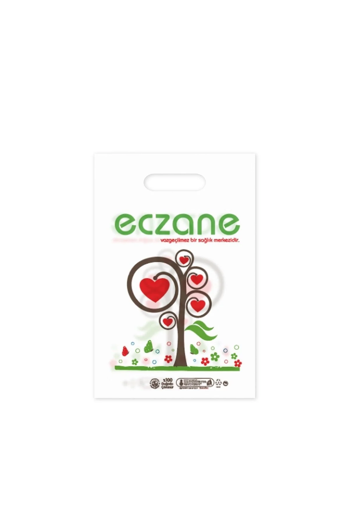 Elgeçme Eczane Poşeti (no:0) 20x30 Cm (tasarım 3) - 100 Adet — Kutu ve Ambalaj Malzemesi
