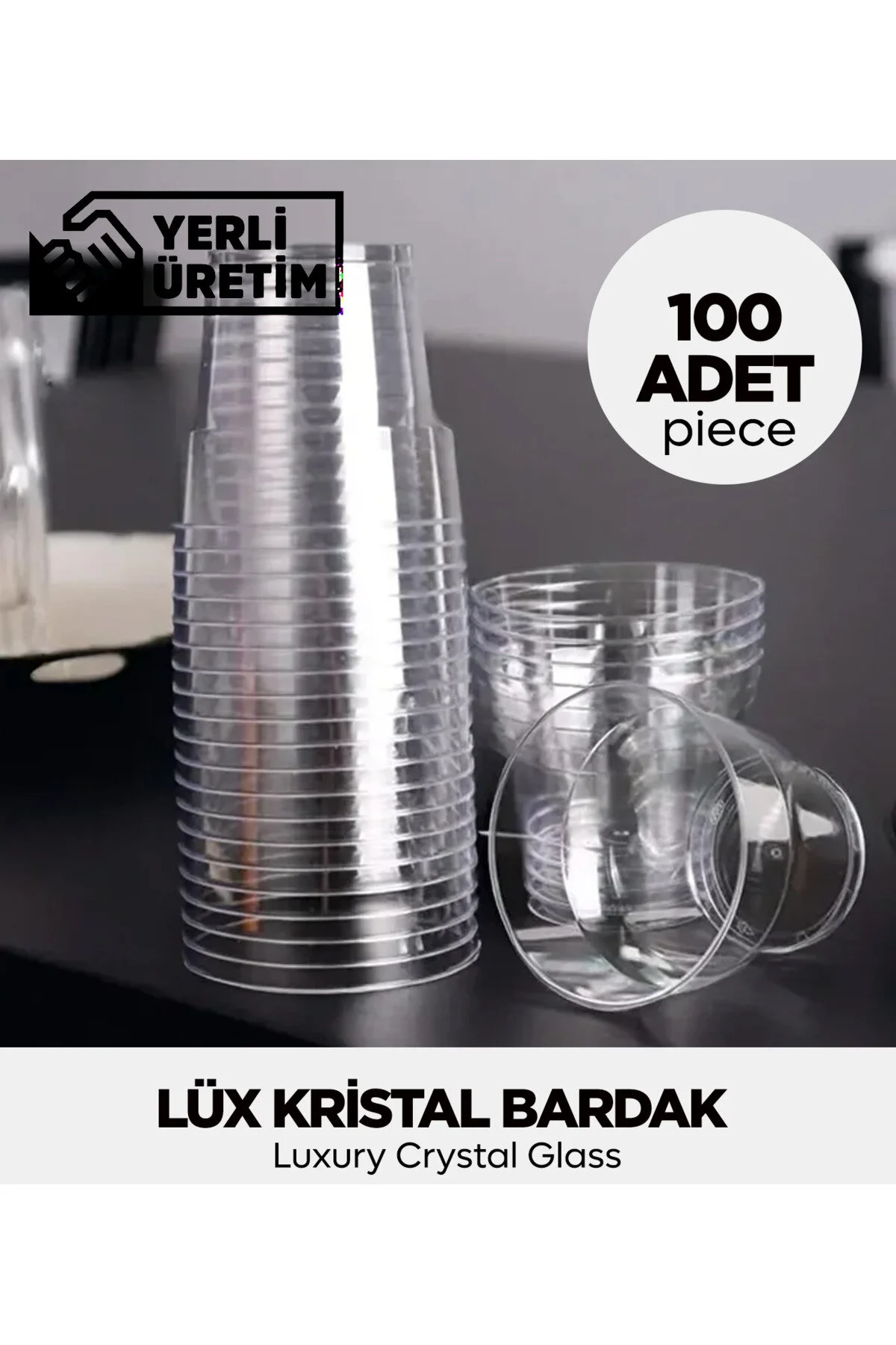 Lüx Kristal Bardak 100 Adet — Plastik Bardak