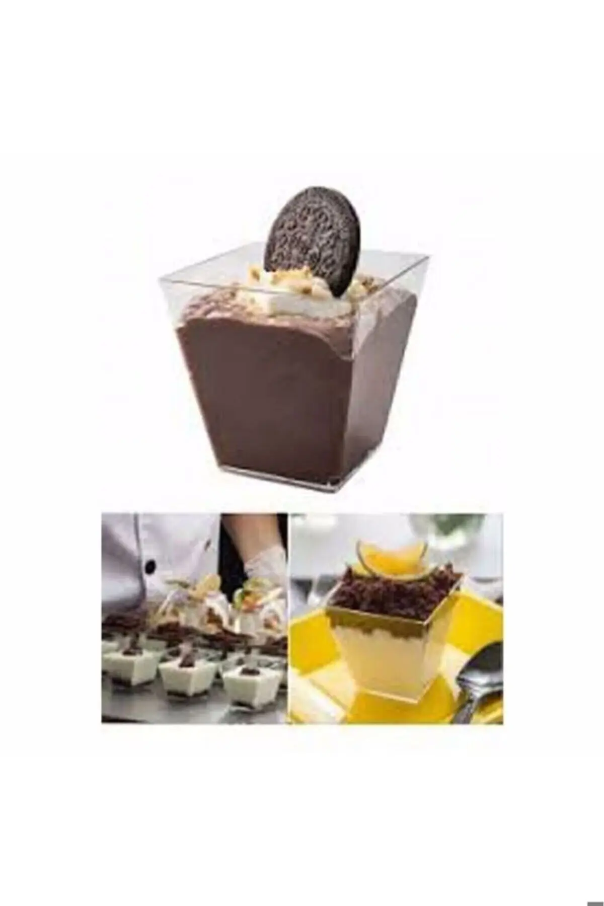 20 Adet Mini Sunum Kasesi Magnolya Dondurma Puding Tatlı Meze Salata Cup Kabı Sert Plastik Mika Kase — Dekoratif Tabak & Kase (2)