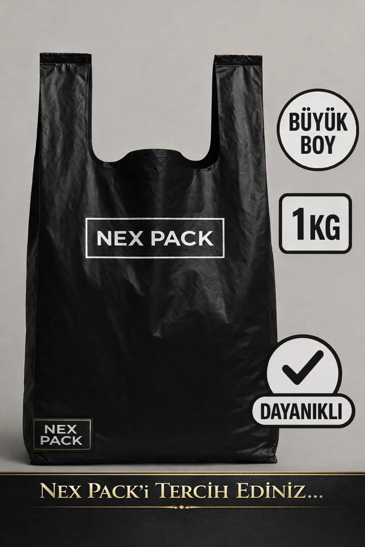 Siyah Atlet Poşet – Büyük Boy | 1 KG — Poşet