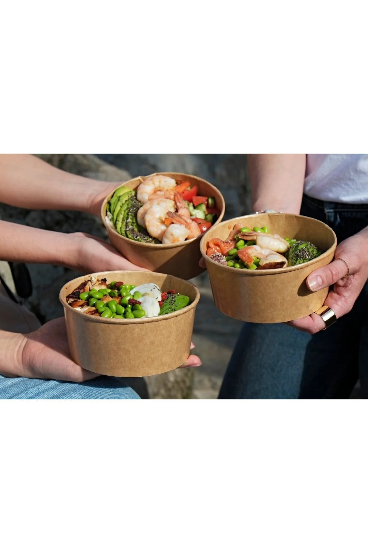1300 CC Kraft Karton Salata Kasesi Kapaklı Bowl 10 Adet — Ev Tüketim Malzemesi (5)