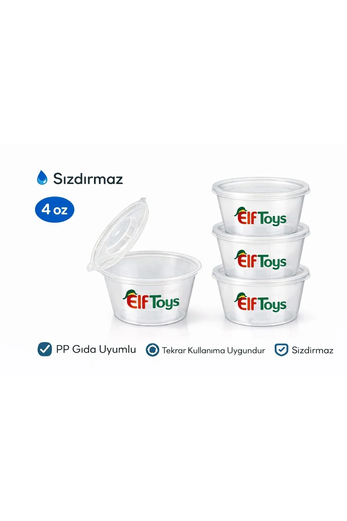 Sos Kabı 60 ml / 2oz Yuvarlak Kendinden Kapaklı 20 Adet tavuk suyu, et suyu, sos — Saklama Kabı (6)