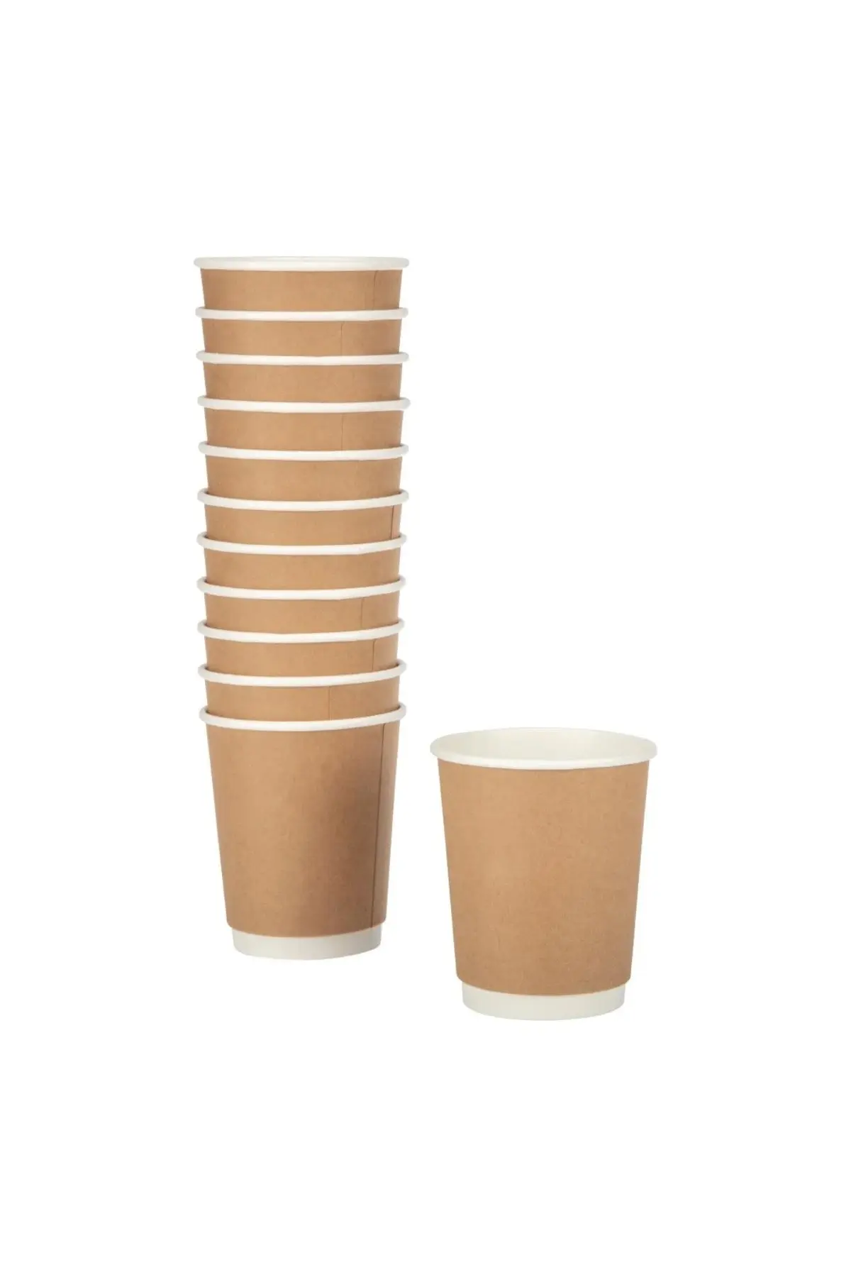 Çift Katlı Kraft 8 oz Double Wall 25 Adet Karton Bardak — Plastik Bardak
