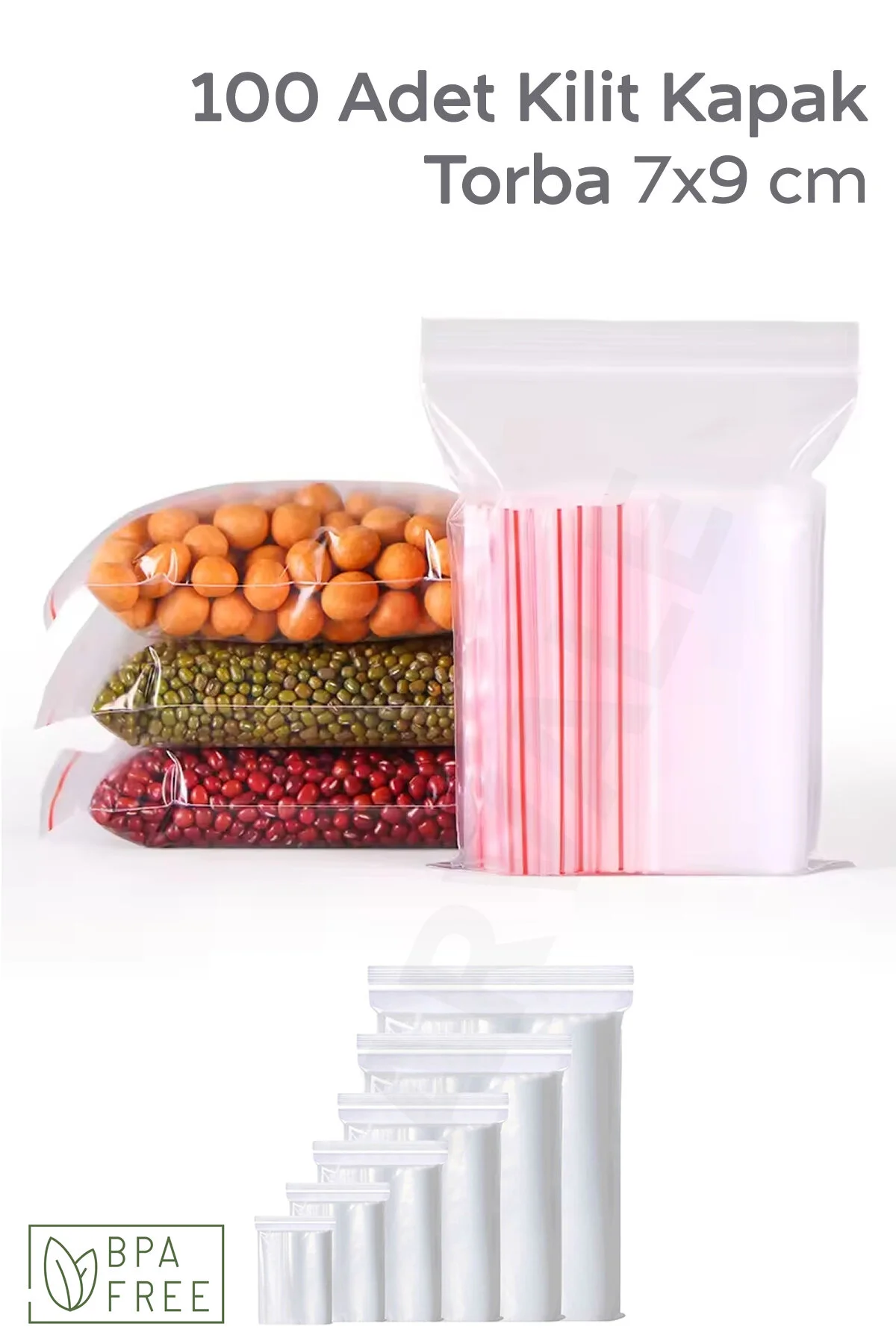 Şeffaf Kilitli Torba | Ziplock | Saklama Poşeti 7x9 Cm - 100'lü — Buzdolabı Poşeti