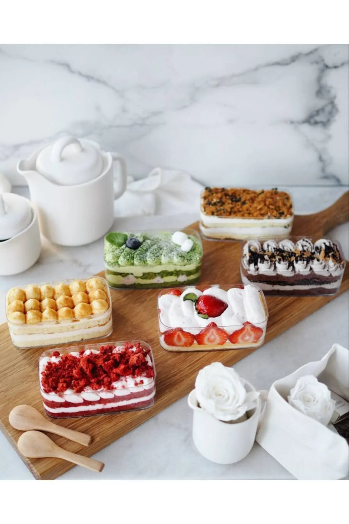 Sunumluk & Magnoliya & Tatlı Kasesi &plastık Mıka &tek Kulanımlık 300cc Kase 6 Adet+KAPAK6 Adet — Kase