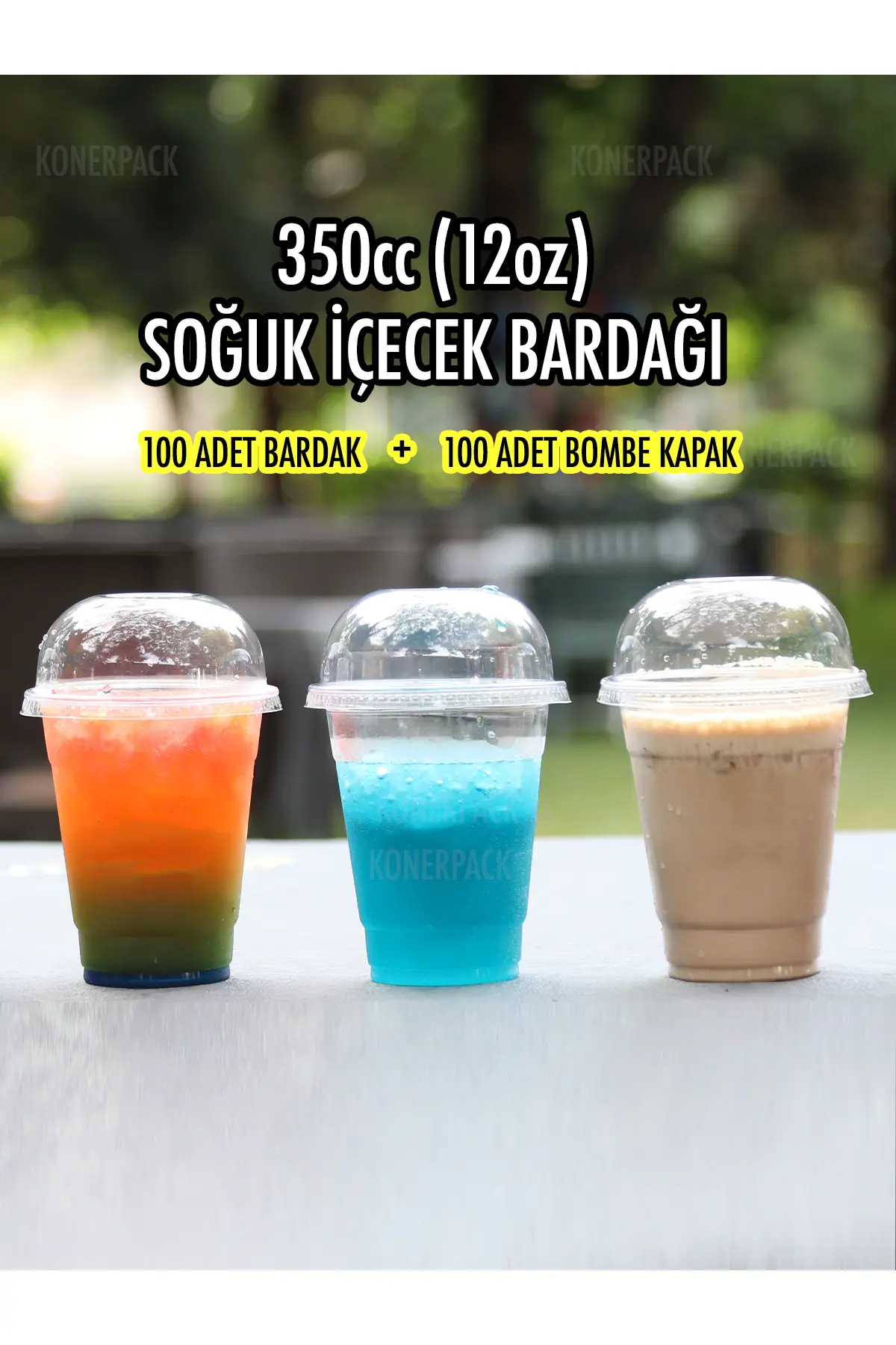 100 Adet Milkshake Bardağı,plastik Soğuk Içecek Bardağı 350cc-kapak Dahil — Plastik Bardak (2)