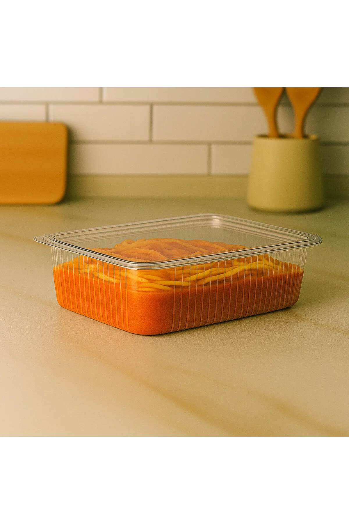 Kullan At Tek Kullanımlık Plastik Kapaklı Kap Kase 750 gr cc 100 Adet — Ev Tüketim Malzemesi (2)