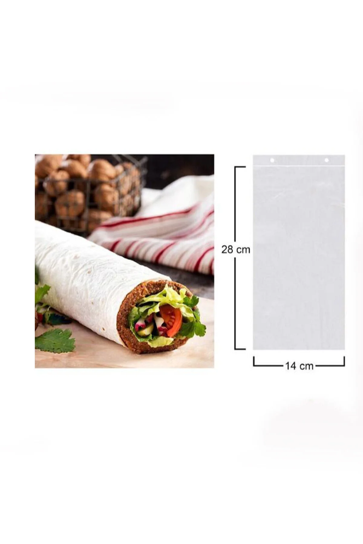 Askılı Dürüm Poşeti 14x28 cm 5000 Adet Şeffaf — Poşet